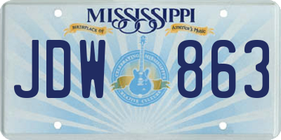MS license plate JDW863