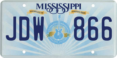 MS license plate JDW866