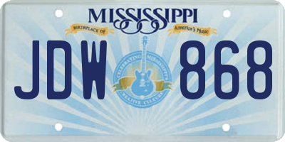 MS license plate JDW868