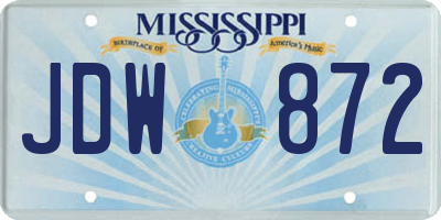 MS license plate JDW872
