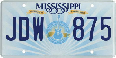 MS license plate JDW875