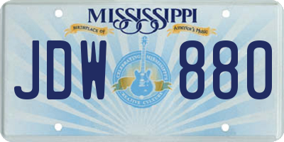 MS license plate JDW880