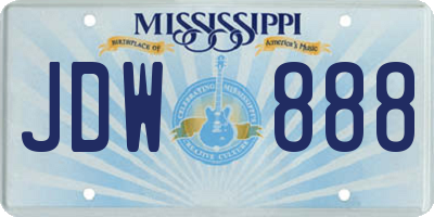 MS license plate JDW888