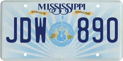 MS license plate JDW890