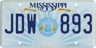 MS license plate JDW893
