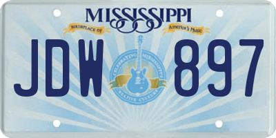 MS license plate JDW897