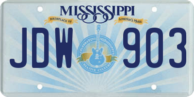 MS license plate JDW903