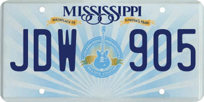 MS license plate JDW905