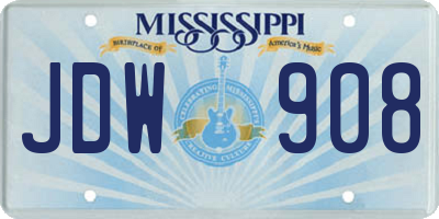 MS license plate JDW908