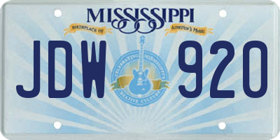 MS license plate JDW920