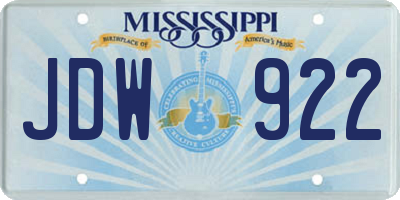 MS license plate JDW922
