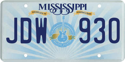 MS license plate JDW930