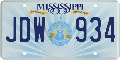 MS license plate JDW934