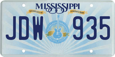 MS license plate JDW935