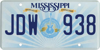 MS license plate JDW938
