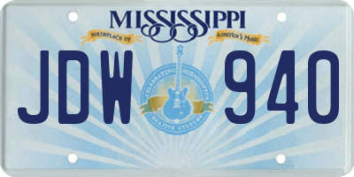 MS license plate JDW940