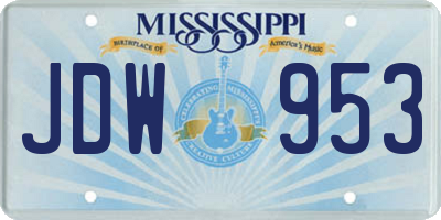 MS license plate JDW953