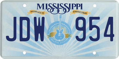 MS license plate JDW954