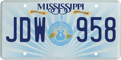MS license plate JDW958