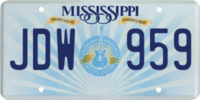 MS license plate JDW959