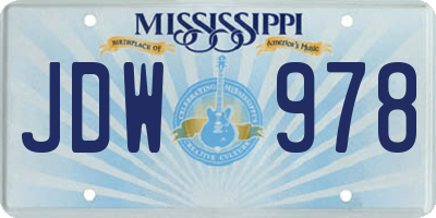 MS license plate JDW978