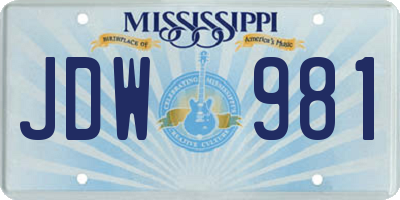 MS license plate JDW981