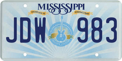 MS license plate JDW983