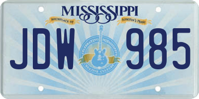 MS license plate JDW985