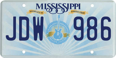 MS license plate JDW986