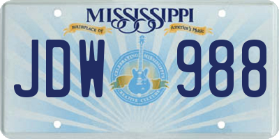 MS license plate JDW988