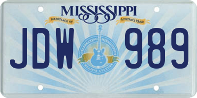 MS license plate JDW989