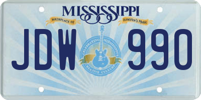MS license plate JDW990