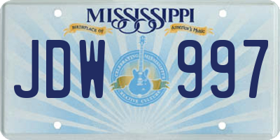 MS license plate JDW997