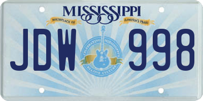 MS license plate JDW998