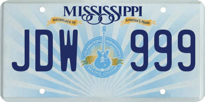 MS license plate JDW999
