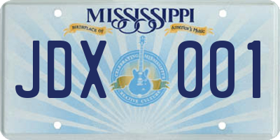MS license plate JDX001