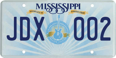 MS license plate JDX002