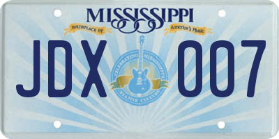 MS license plate JDX007