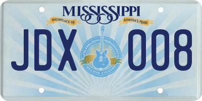 MS license plate JDX008