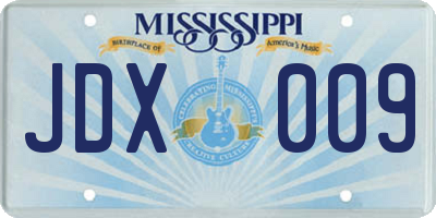 MS license plate JDX009