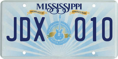 MS license plate JDX010