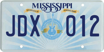 MS license plate JDX012
