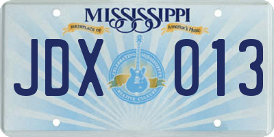 MS license plate JDX013