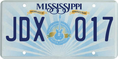 MS license plate JDX017