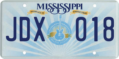 MS license plate JDX018