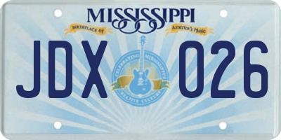 MS license plate JDX026
