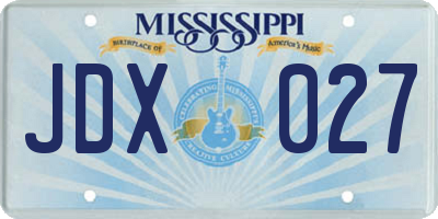 MS license plate JDX027