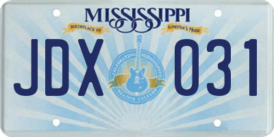 MS license plate JDX031