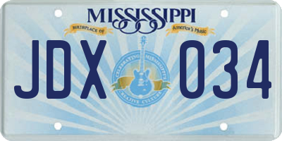 MS license plate JDX034