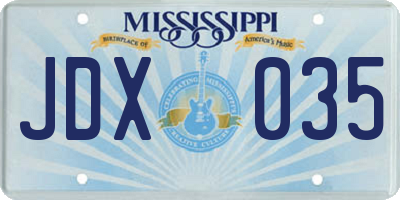 MS license plate JDX035